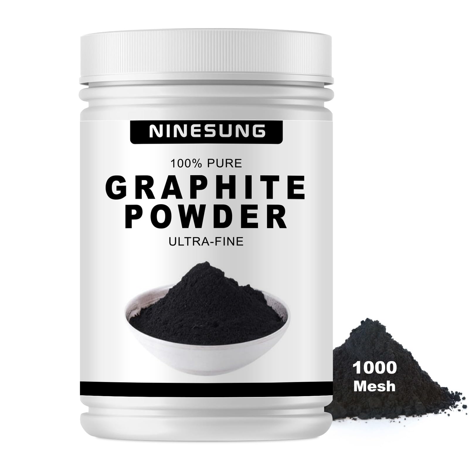 Ninesung Pure Graphite Powder | 1000 Grit Superultra-Fine Graphite Powder | Dry Graphite's Lock Lubricant | Graphite's Powders f