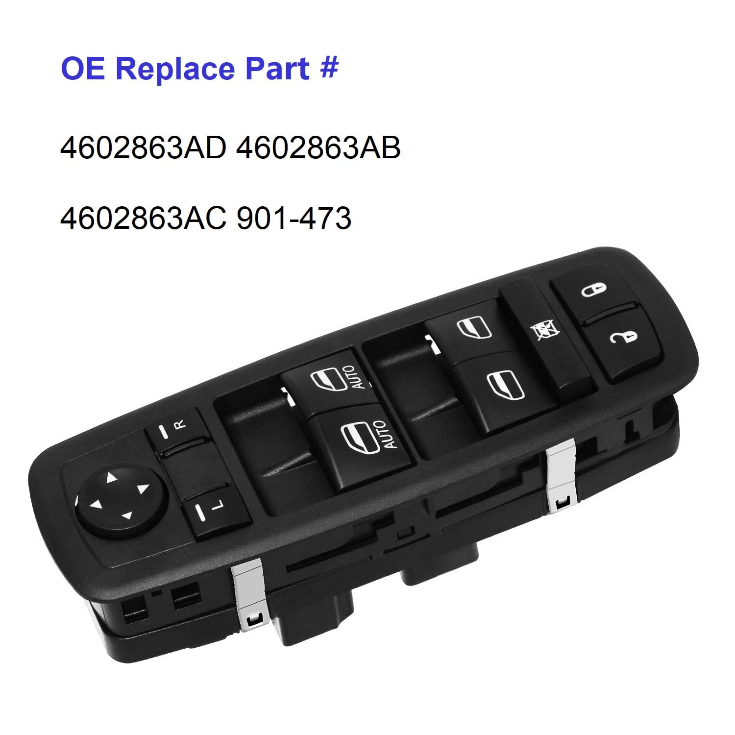 Front Driver Side Power Master Control Window Switch Compatible For 2009-2012 Dodge Ram 1500 2500 3500 Oe Replace # 4602863Ad 4602863Ab 4602863Ac 901-473