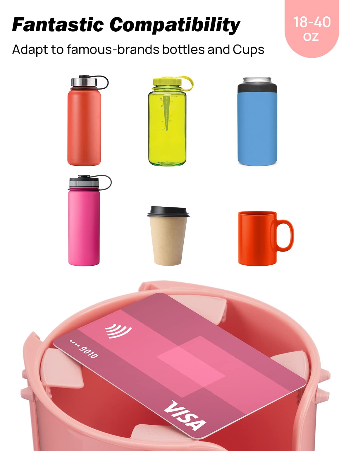 Joytutus Cup Holder Tray For Car, Car Cup Holder Expander With 360Rotation Tray, Large Cup Drink Holder Fit For Yeti/Hydro Flask