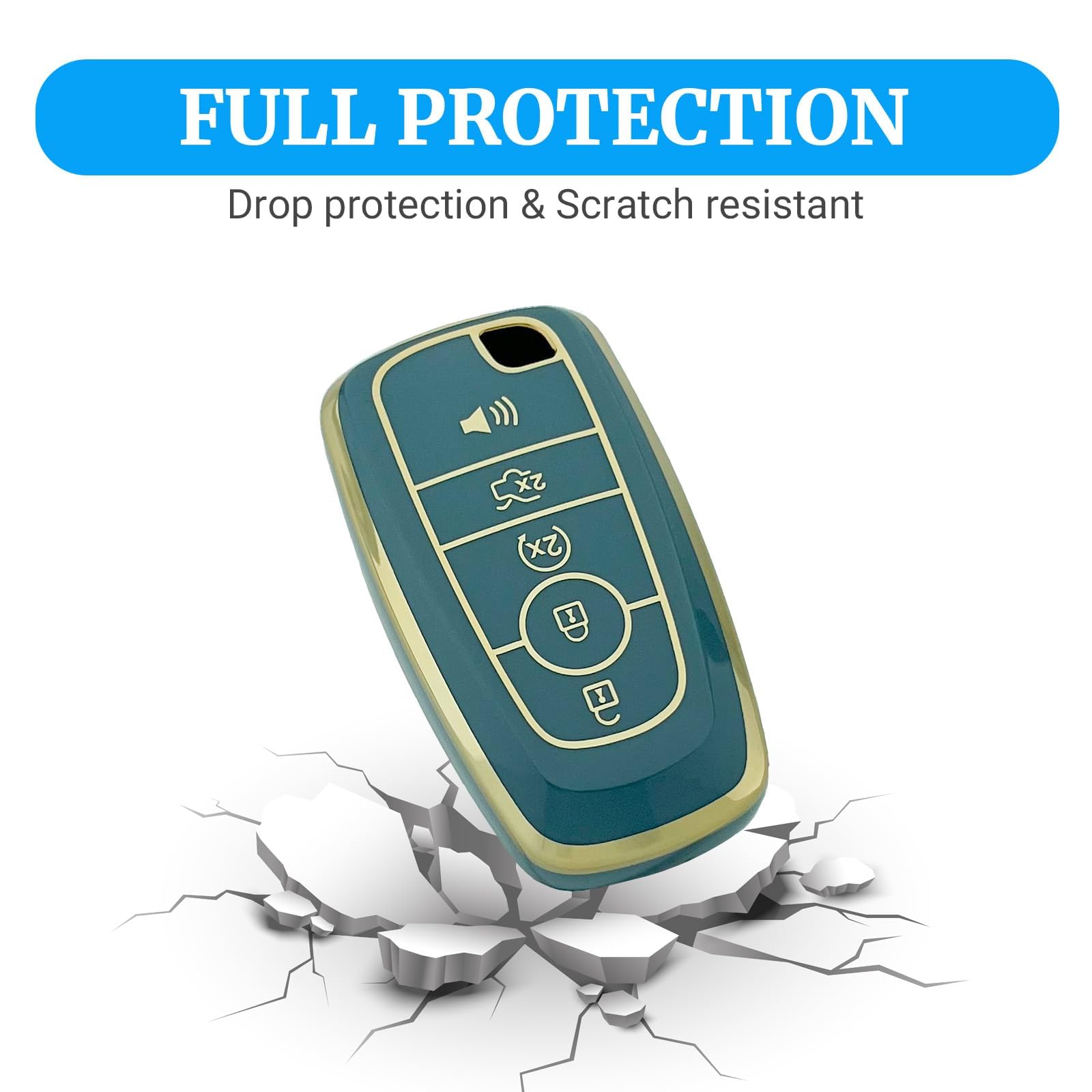 Joouheax For Ford Key Fob Cover With Keychain, Full Coverage Protection Key Case For 2018-2025 Explorer Fusion Escape Edge Bronc