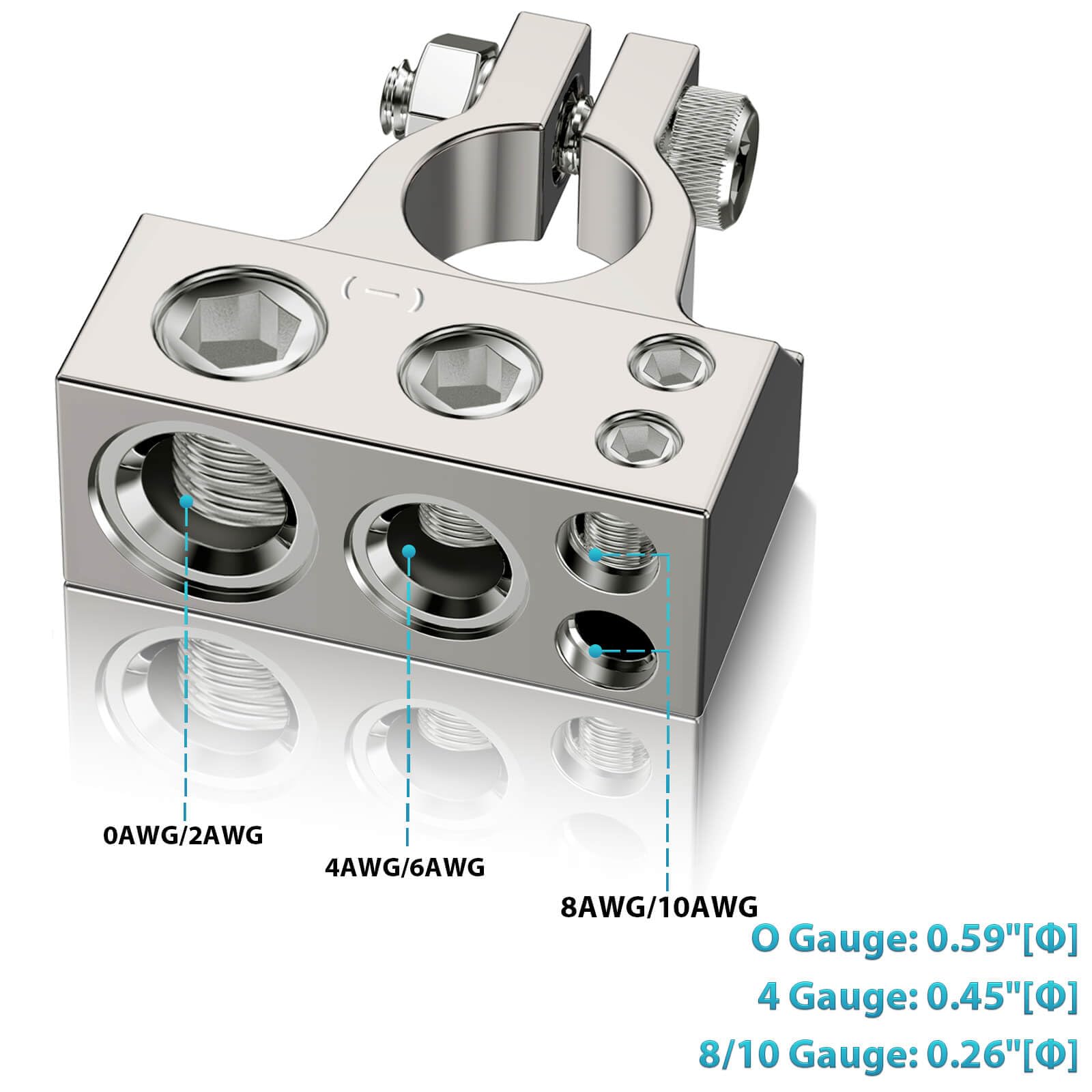 Corotc Battery Terminals, 0/4/8/10 Gauge Awg Positive Negative Battery Terminal Connectors, With 2 Clear Covers And Shims,Auto C