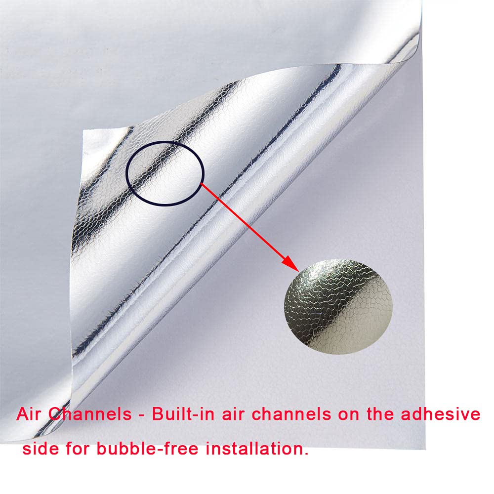 Lzlrun 1Ft X 5Ft Chrome Mirror Vinyl Wrap Adhesive Car Sticker Decal Film (1.64Ft X 5Ft, Silver)