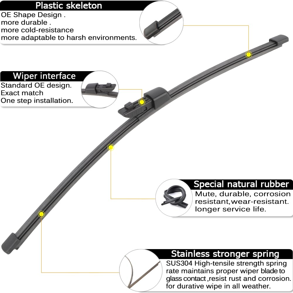 Oem Windshield Wiper Blade Replacement For Vw Volkswagen Atlas 2018 2019 2020 20221 2022 2023 Original Equipment All-Season Rear
