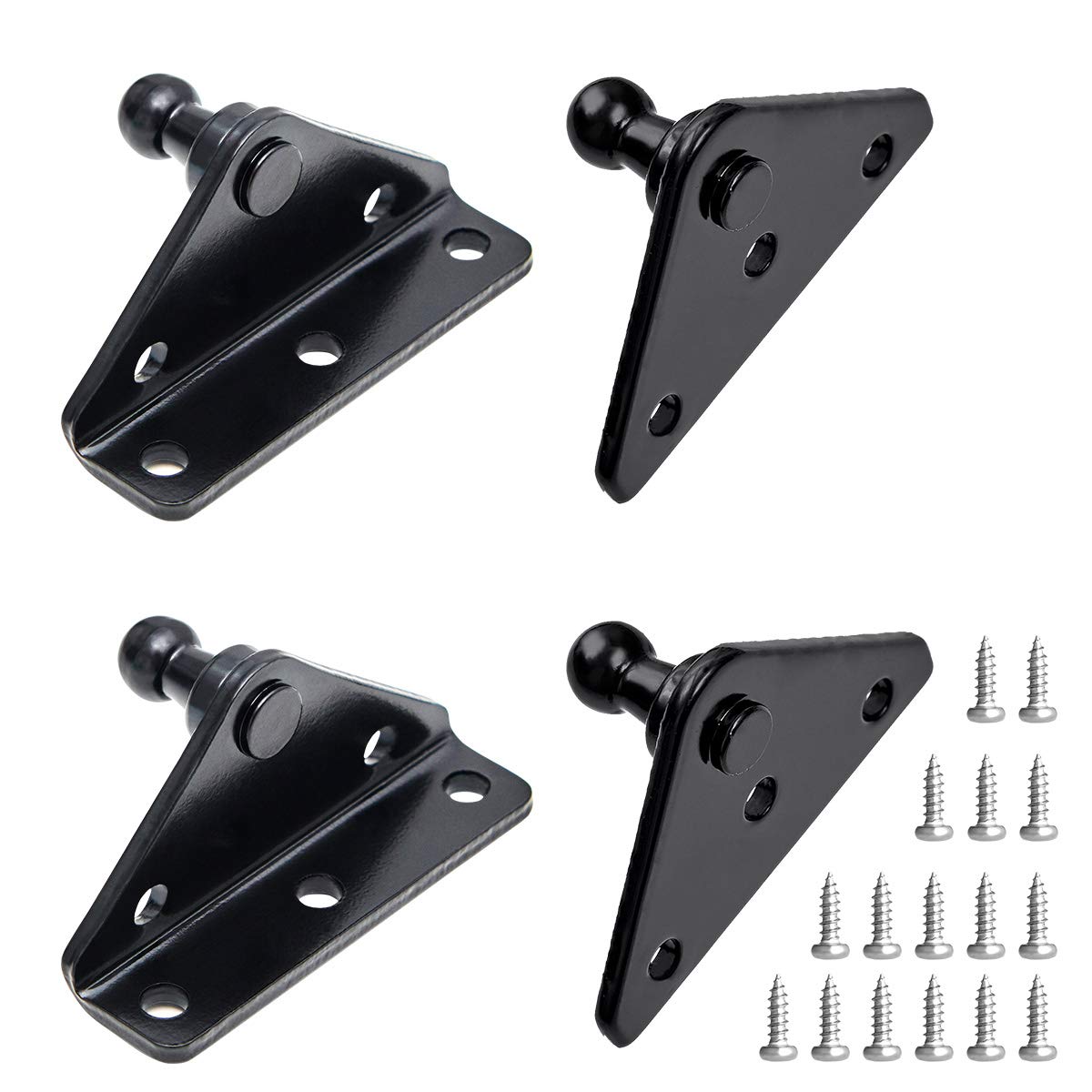 10Mm Gas Spring Lift Strut Bracket Ball Stud Black, Mounting Bracket For Lift Support Prop, Pack Of 4