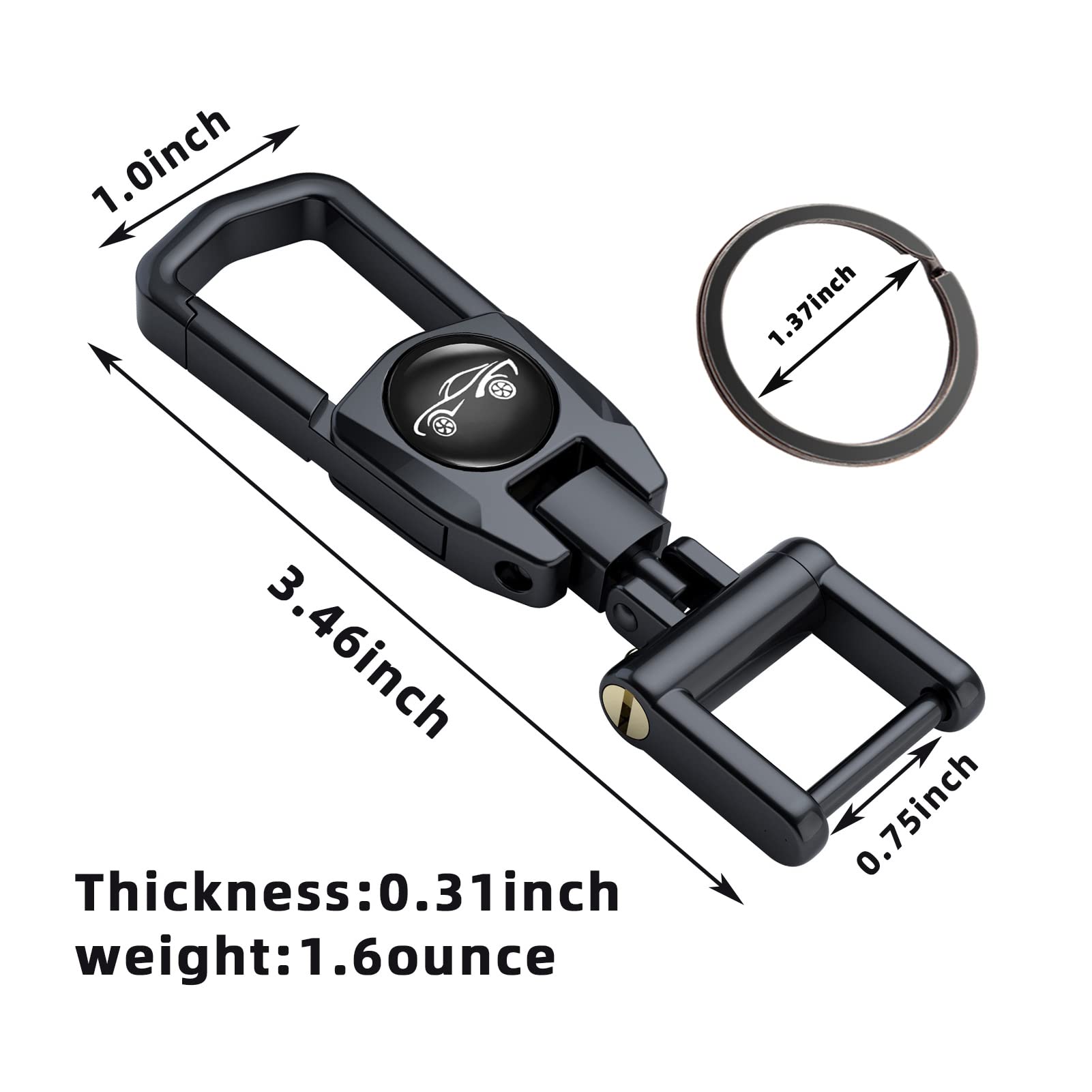 Juedarli Metal Car Fob Keychain,Heavy Duty Key Chain With 2 Detachable Key Rings,Key Holder Clip For Keychains Accessories Men A