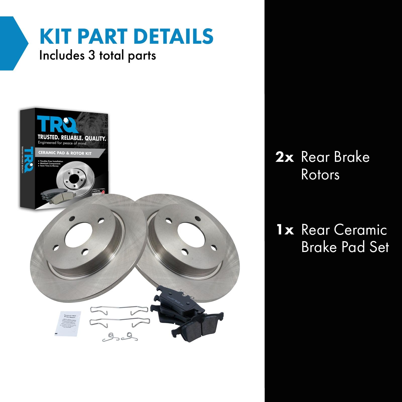 Trq Rear Brake Pad & Rotor Kit Brake Pads Brake Rotor Ceramic Compatible With 2018-2019 Ford Ecosport