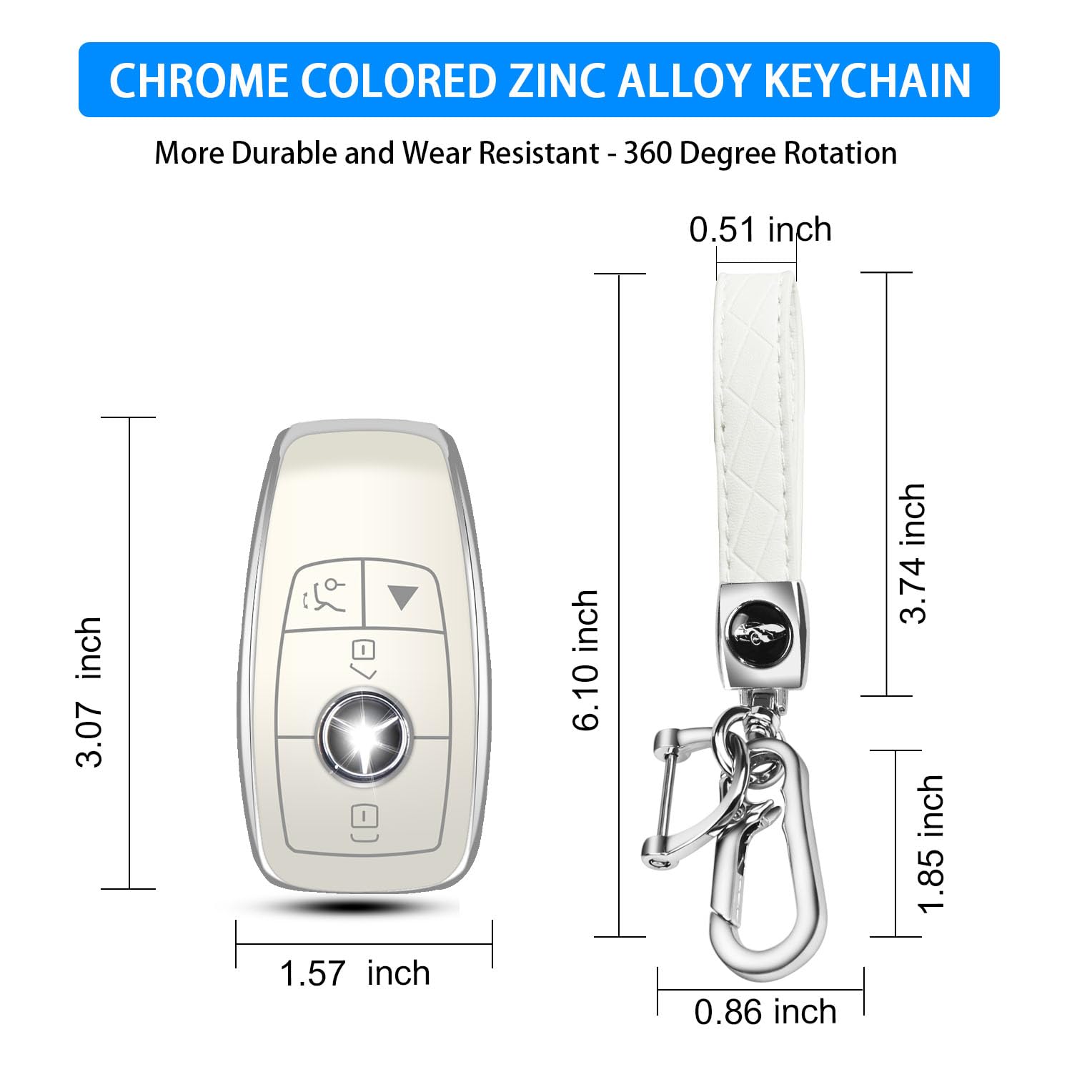 Qbuc For Mercedes Benz Key Fob Cover With Keychain,Compatible With C E R S G S Cls Clk Glc Ml Gle Gls Sl Slr Mclaren Amg Key (Wh
