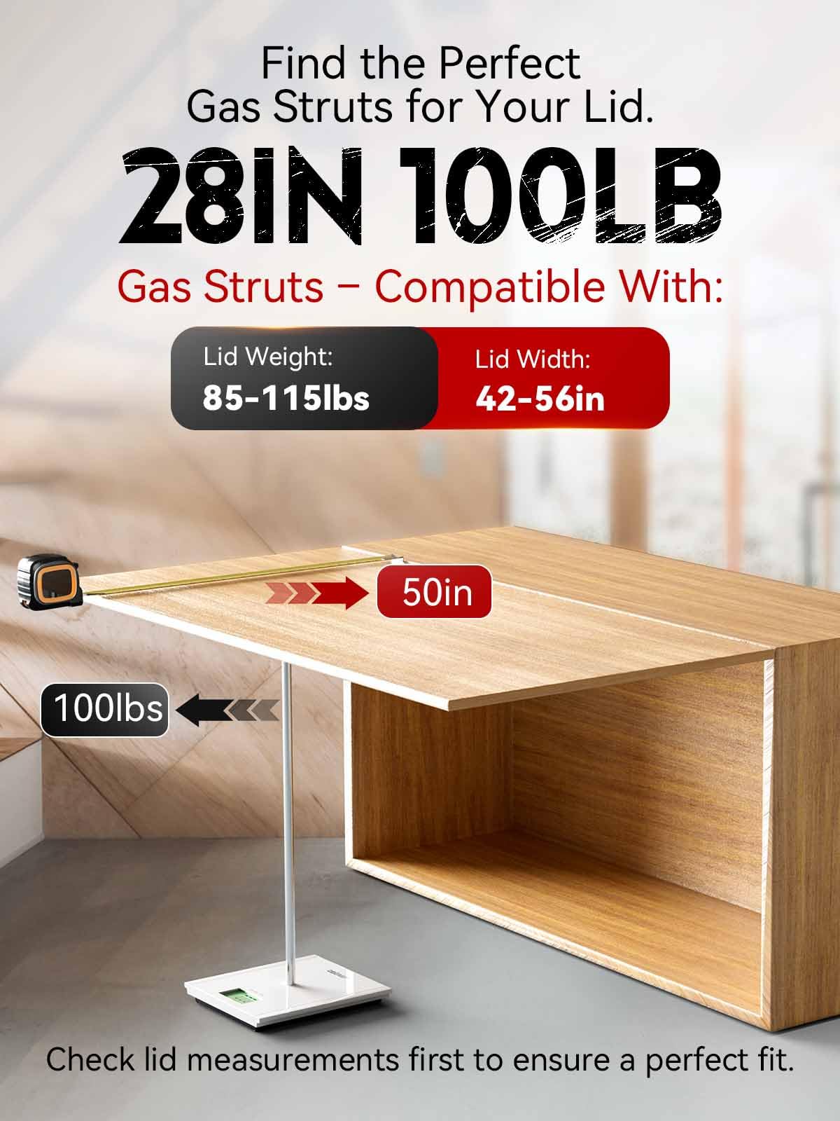 Vepagoo 28 Inch Gas Struts 100Lb/445N Shock With Mounting Brackets, Lift Supports For Rv Bed Storage Truck Bed Cover Basement Tr