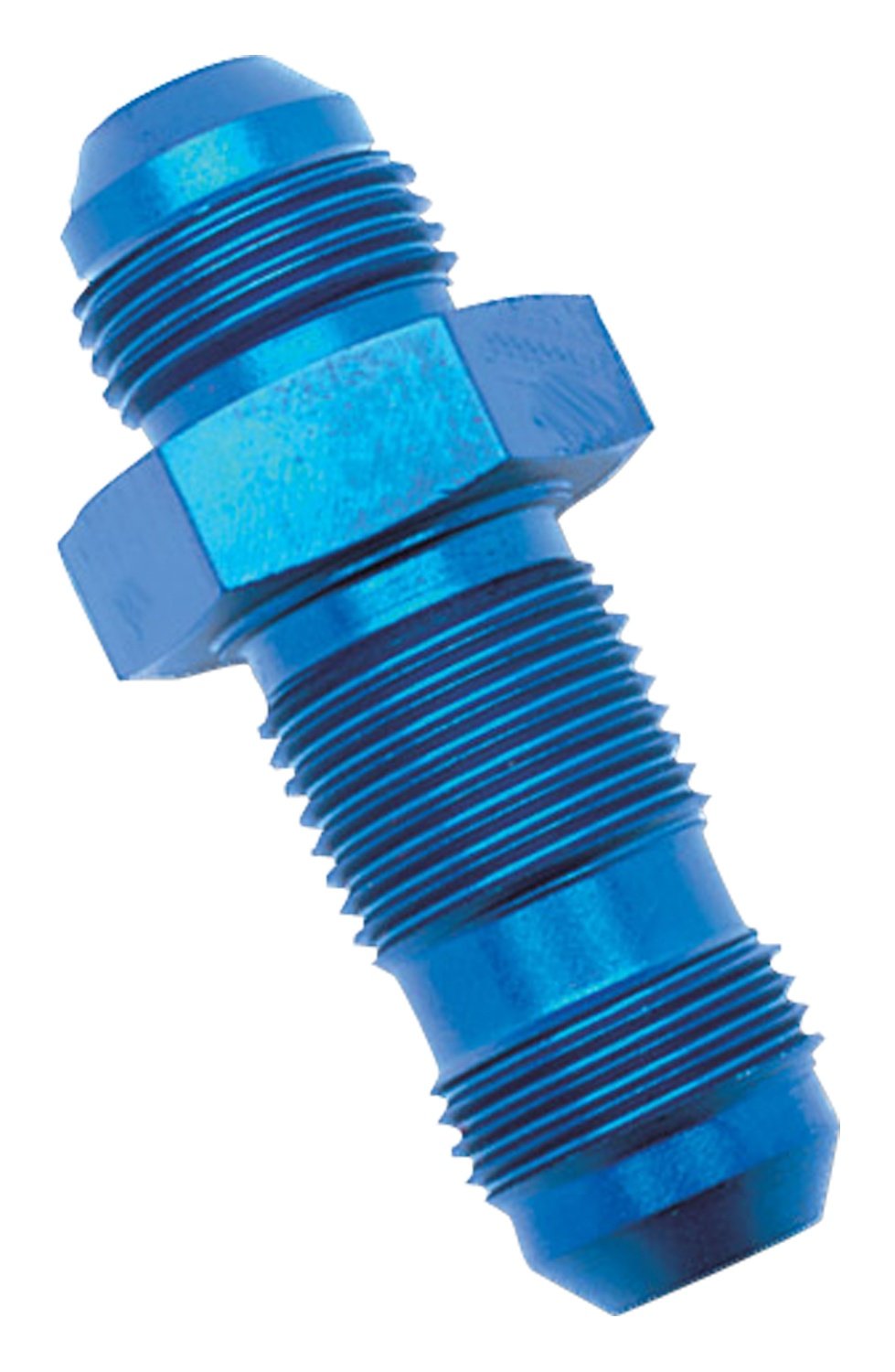 Edelbrock/Russell 661160 Blue Anodized Aluminum -3AN Straight Flare Bulkhead Adapter Fitting