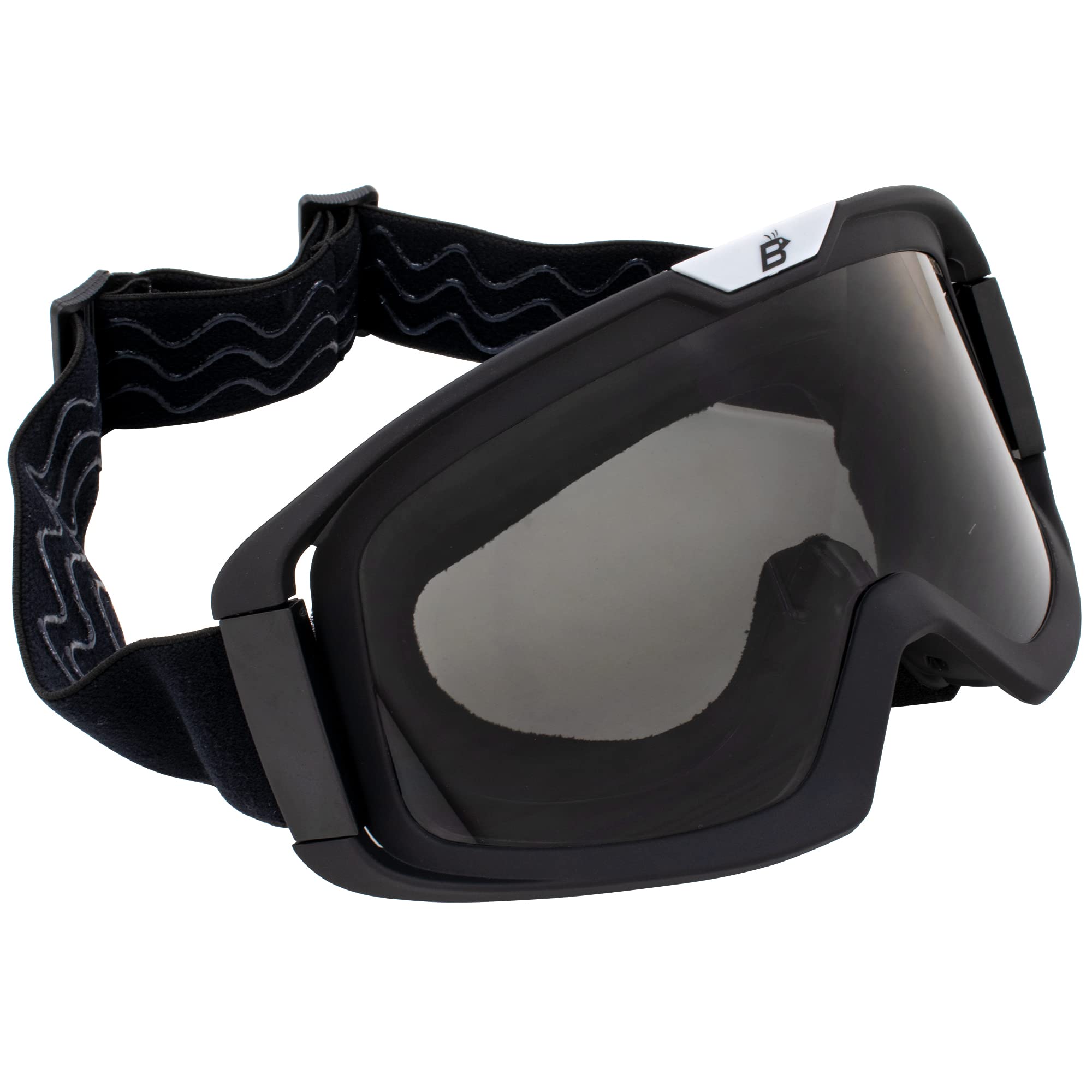 Birdz Pelican Black Fitover Padded ATV Motorcycle Riding Over The Glasses (OTG) Goggles (Black-Smoke)