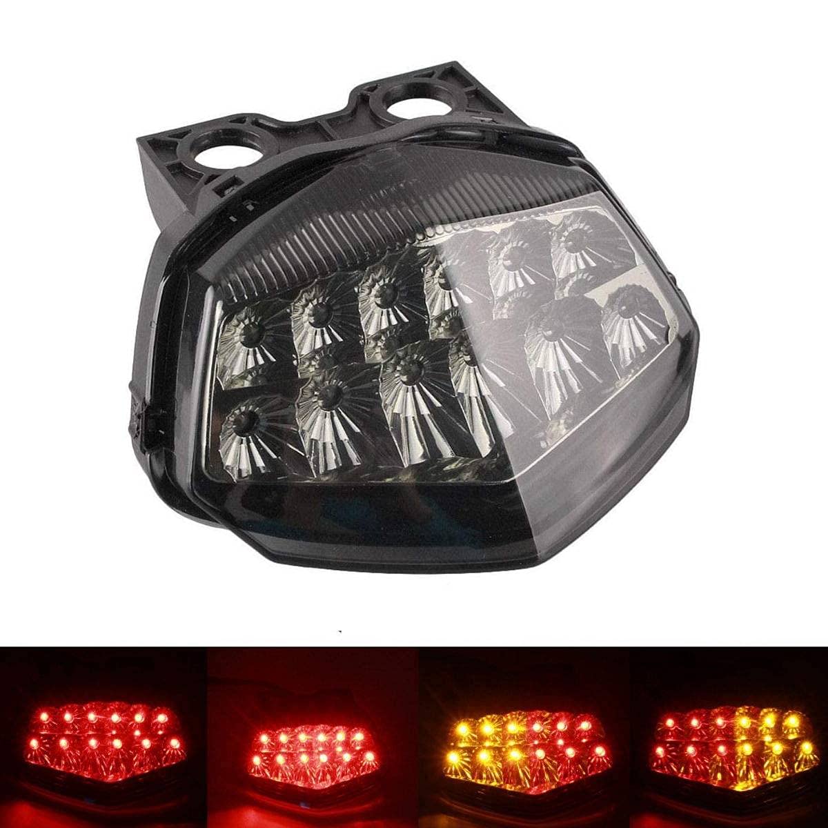 Mzs Motorcycle Tail Light Turn Signal Led Integrated Blinker Compatible With Ex 250 Ex250 2008 2009 2010 2011 2012 Smoke