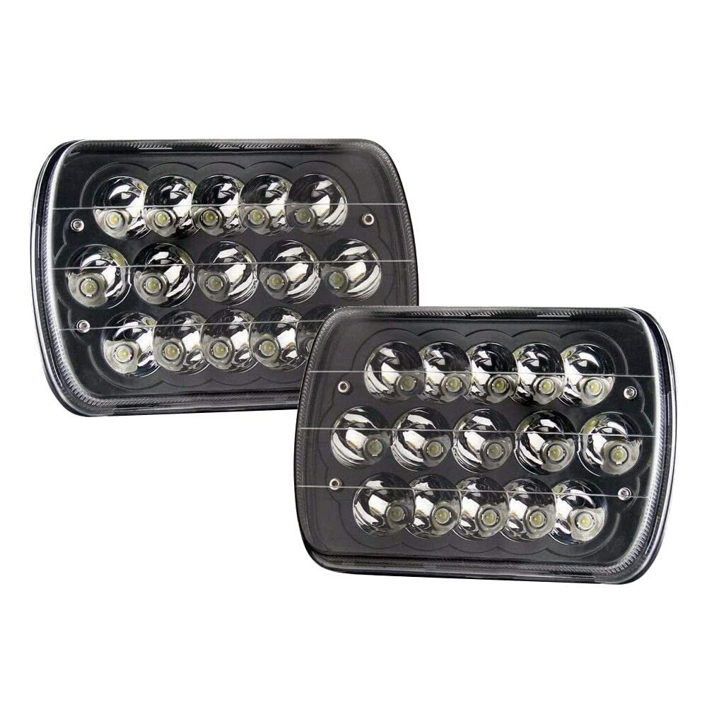 Black Pair 45W 7X6 5X7 Inch Headlights 6052 6054 H5054 H6054 Hi/Low Sealed Beam