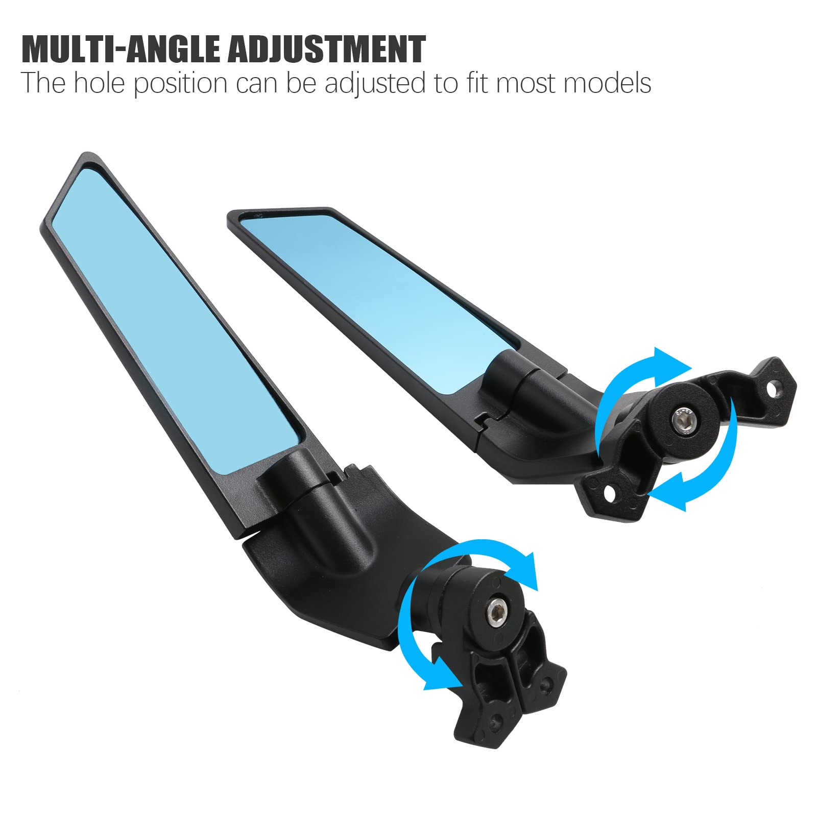 Pacewalker Motorcycle Adjustable Aluminum Rearview Mirror Wind Wing Mirror Compatible With 2018-2022 Kawasaki Ninja 400 650 Zx10
