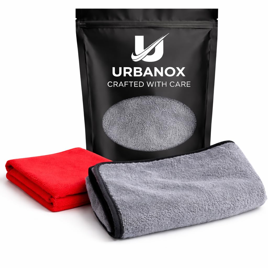 URBANOX Car Microfiber Cloth Combo (250 GSM + 500 GSM)  Dusting & Polishing Towels for Car & Bike, ScratchFree, LintFree, Ult