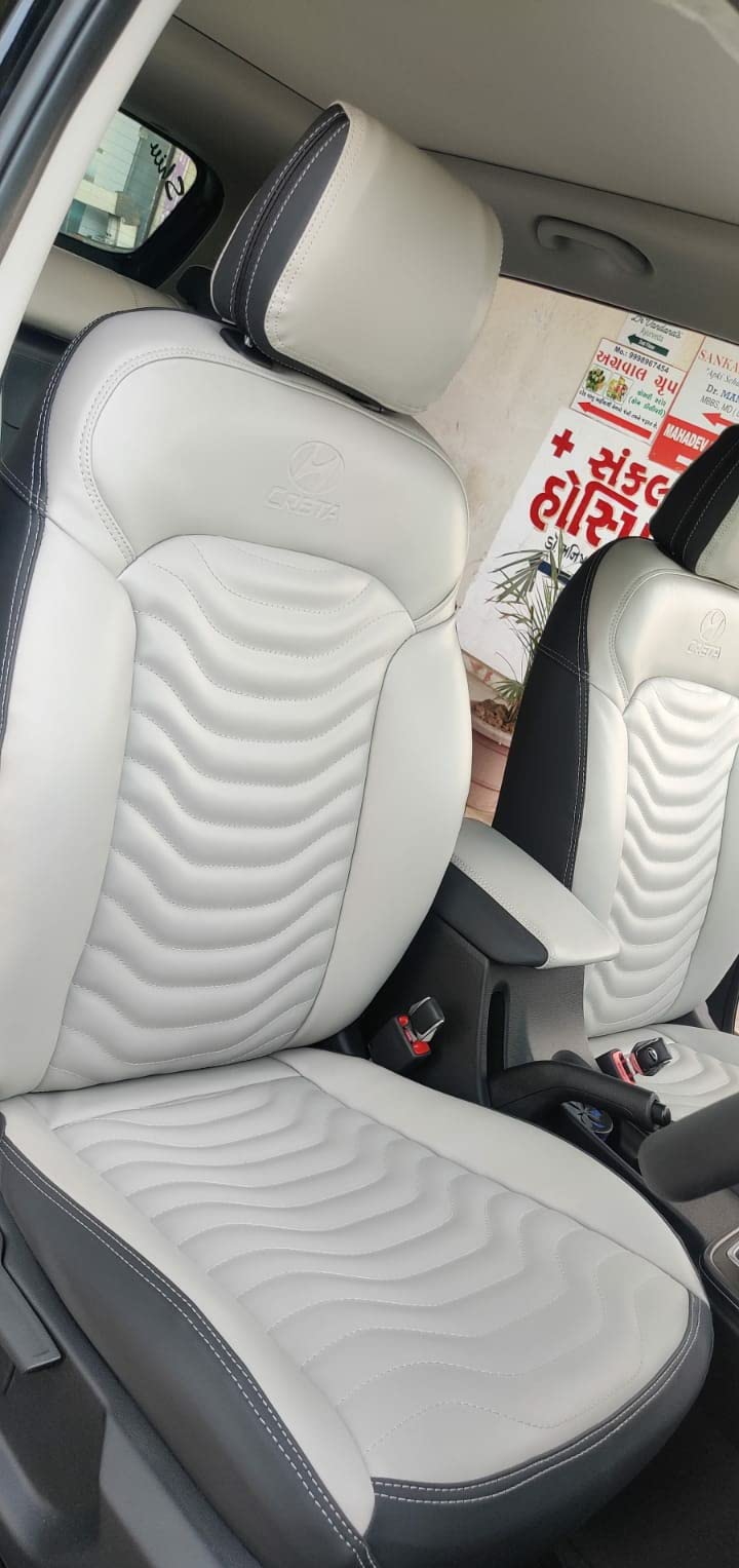 3D FRONTLINE PU Leather Best Fit IgreyyBlack Car Seat Cover Compatible with Kia Sonet