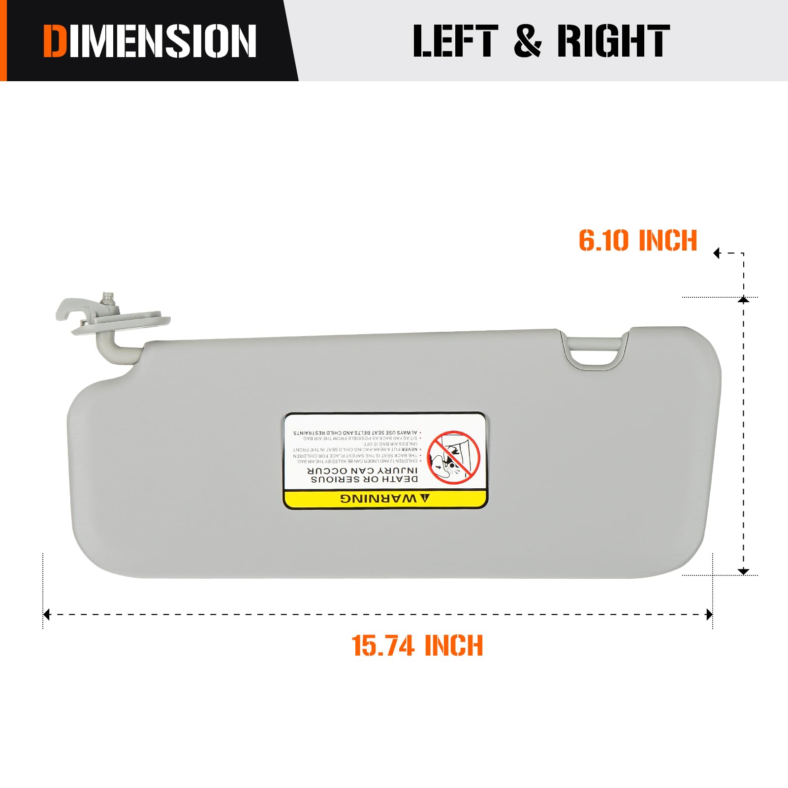 Left & Right Sun Visor for 2017-2019 Hyundai Elantra, Driver & Passenger Side Grey Sunvisor Replace 85210-F0100TTX 85210F0100TTX