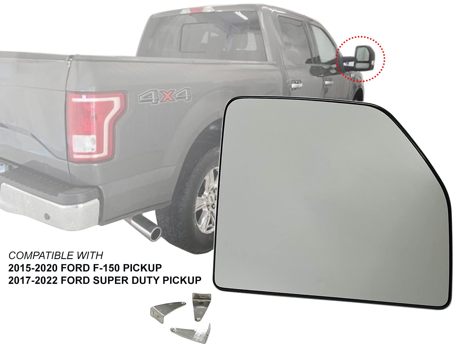 Apa Replacement Towing Mirror Glass Upper Non-Heated With Base Fits 2015-2020 F150 2017-2022 F Series Super Duty Passenger Right