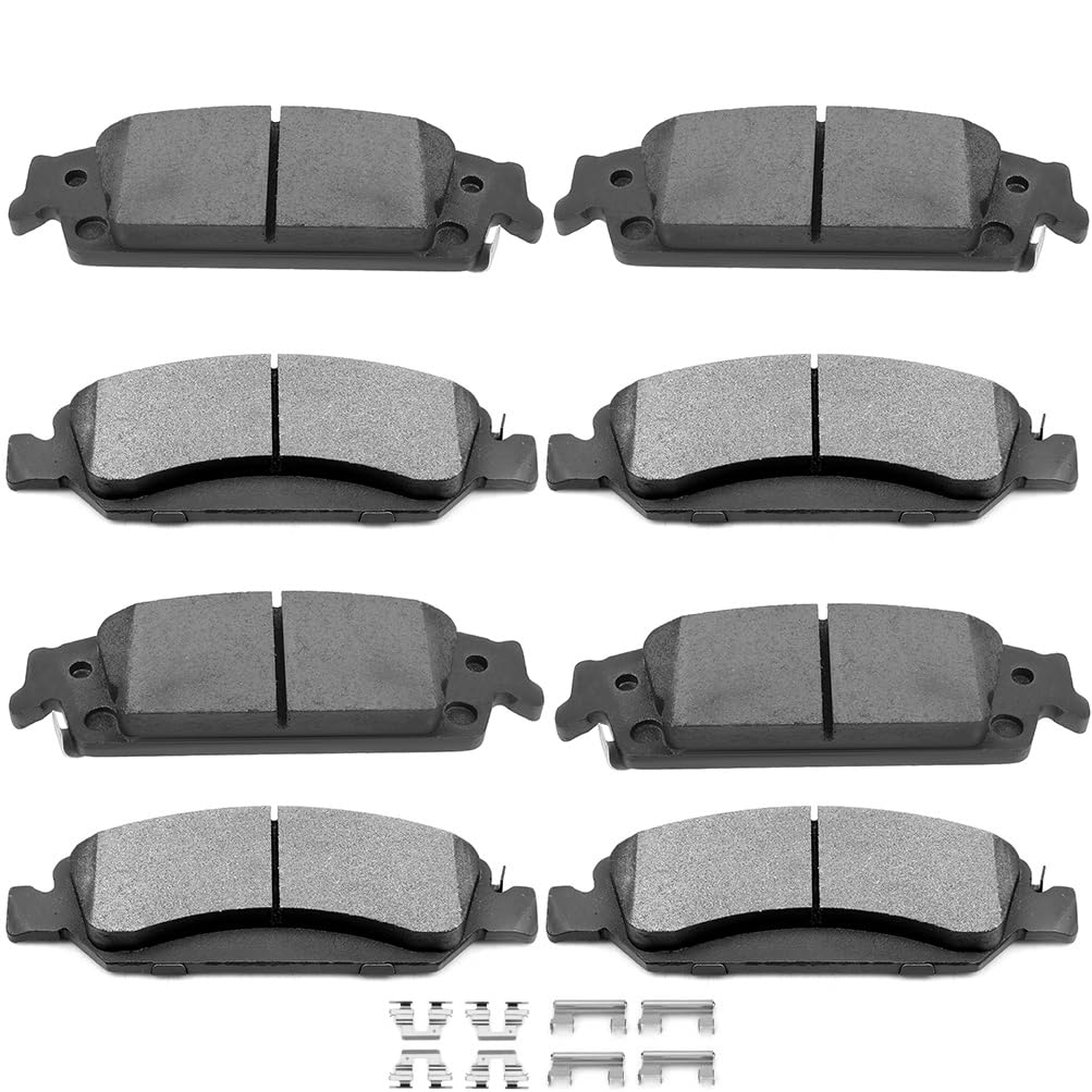 Ceramic Brake Pads Kits,Scitoo 8Pcs Brakes Pads Set Fit For Cadillac Escalade,Escalade Esv,For Chevy Silverado 1500,Suburban,Tah