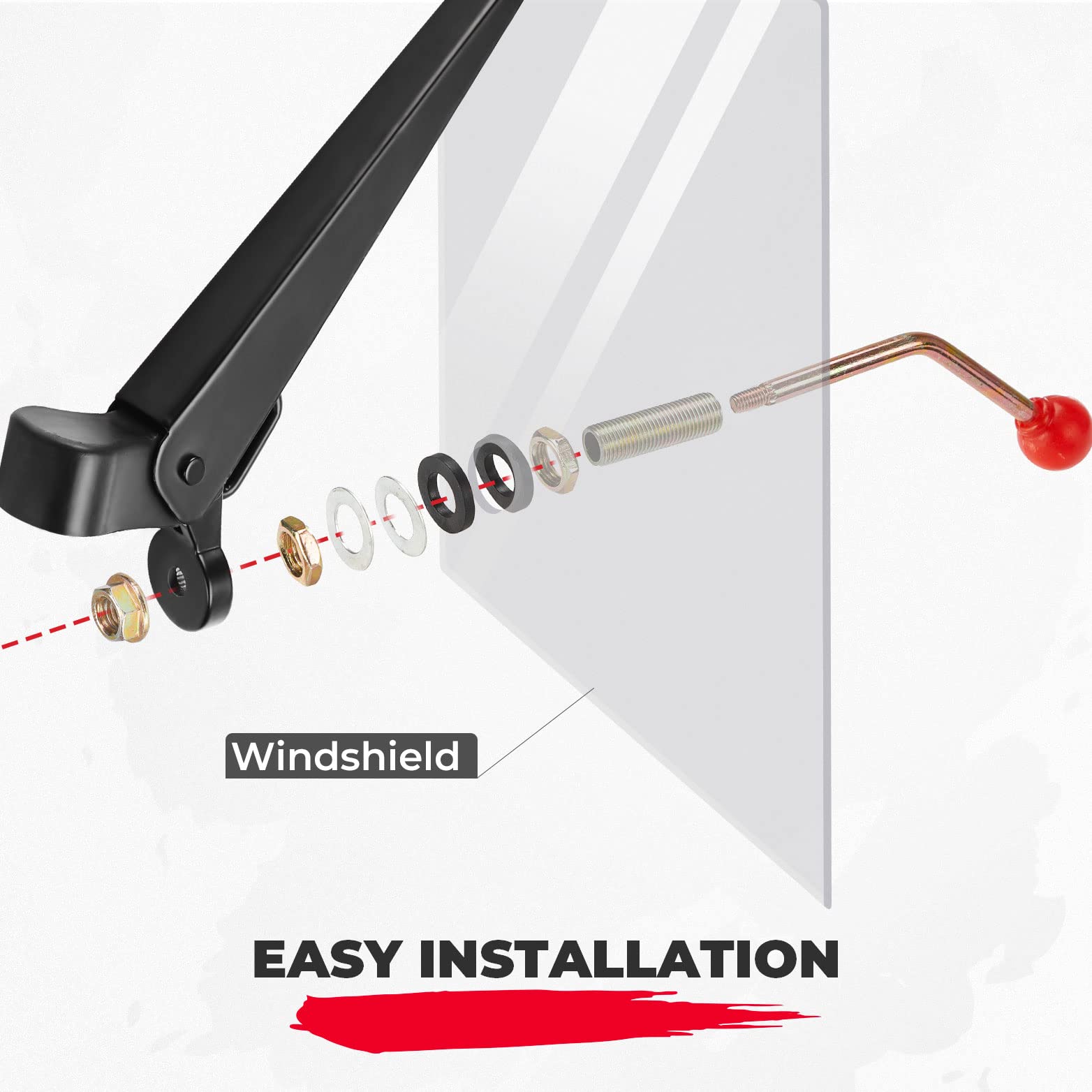 Kemimoto Utv Manual Hand Operated Windshield Wiper Assembly Compatible With Maverick X3 Commander Defender Pro Windshield Wiper