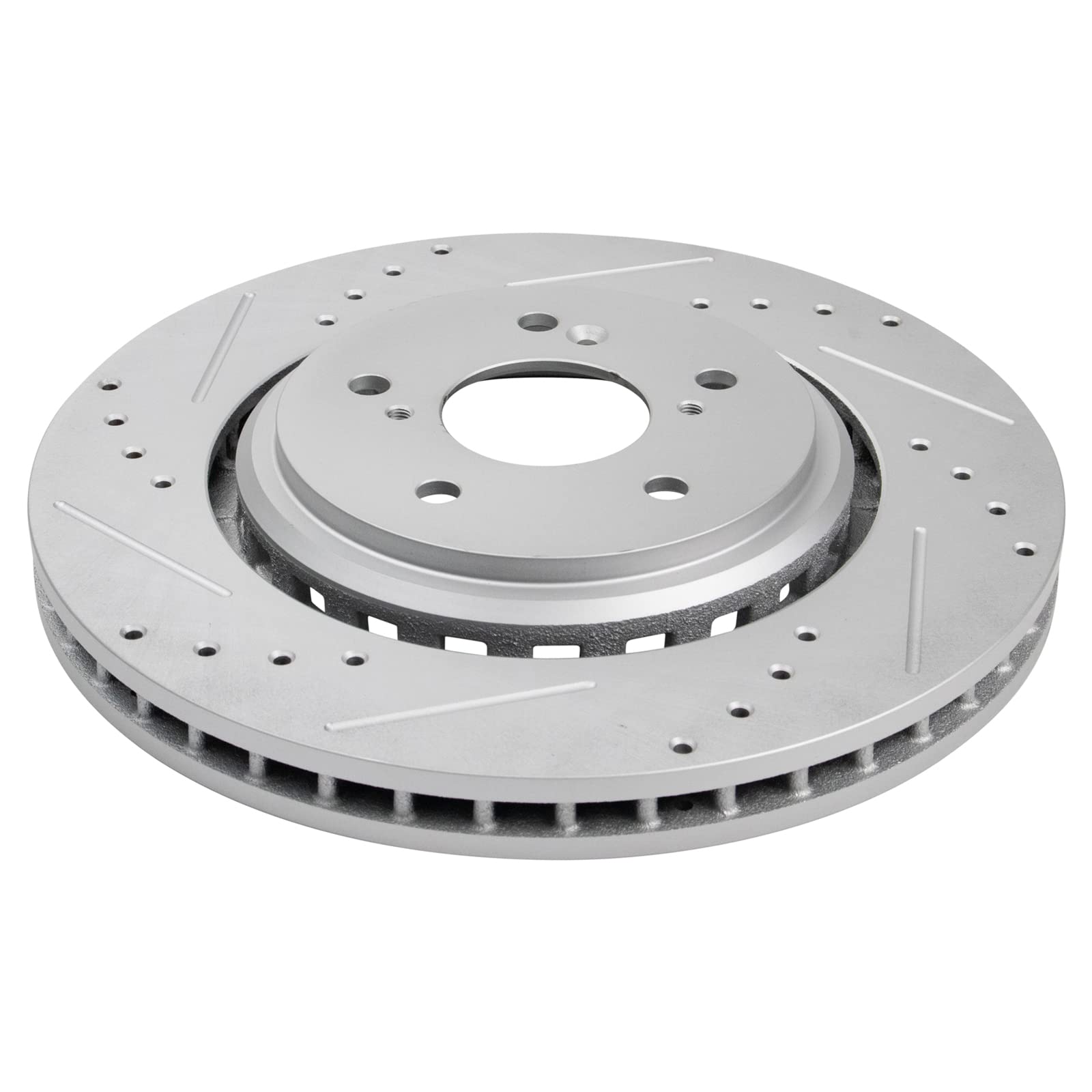 Trq Front Performance Brake Rotors Set Premium G-Coated Cross Drilled & Slotted Compatible With 2014-2016 Acura Mdx 2015-2020 Tl