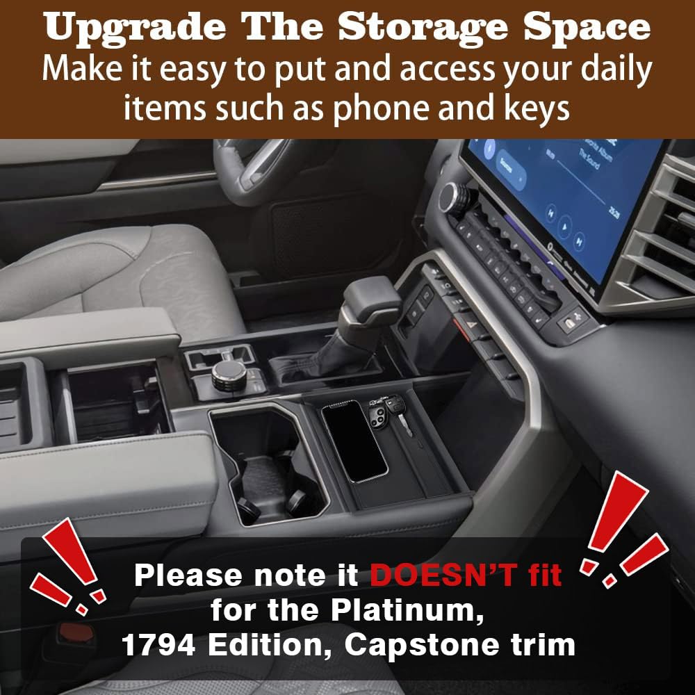 Muslogy Lower Center Console Organizer Compatible with Toyota Tundra 2022-2024 Accessories SR SR5 Limited TRD PRO Console Insert