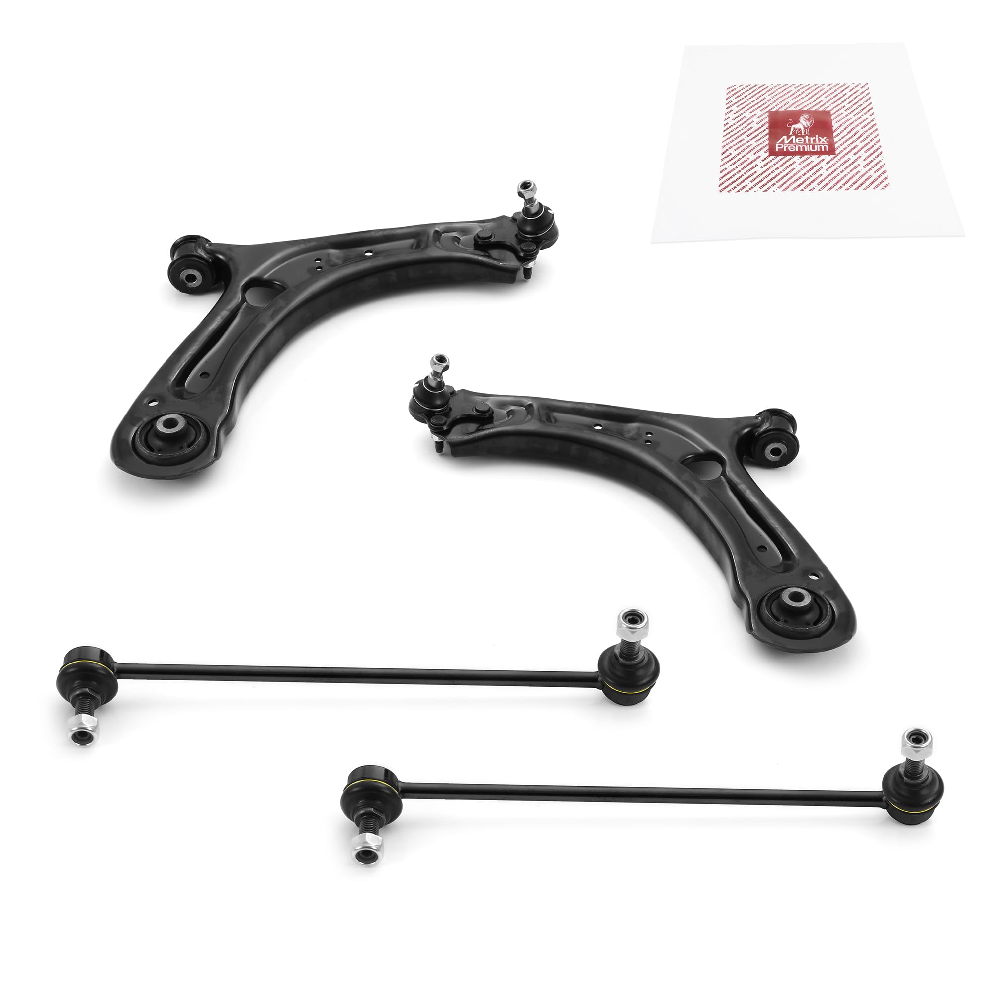 Metrix Premium Chassis Parts - 4 Pc Front Lower Control Arm & Front Sway Bar Stabilizer End Link Kit Fits 12-19 Volkswagen Beetl