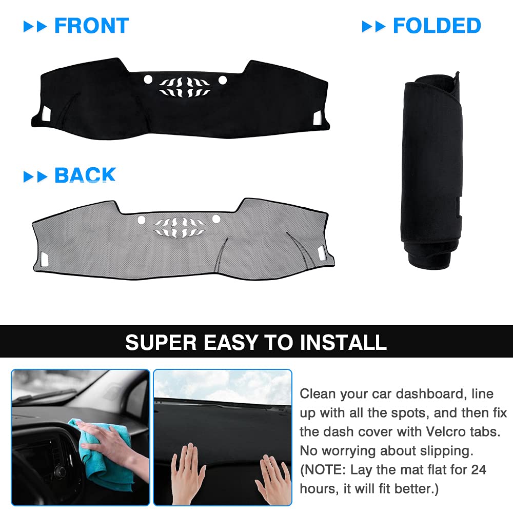 Autorder Dashboard Cover Mat For Kia Seltos 2021 2022 2023 2024 Accessories Dash Cover Flannel Dash Mat Sunshade Glare Uv Rays Protector