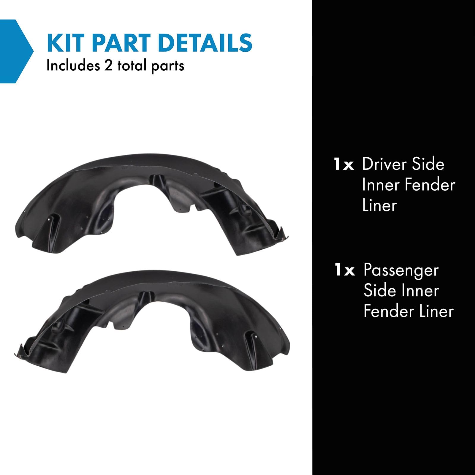 Trq Inner Fender Liner Set Compatible With 2007-2009 Chrysler Aspen Dodge Durango Ch1248135 Ch1249135