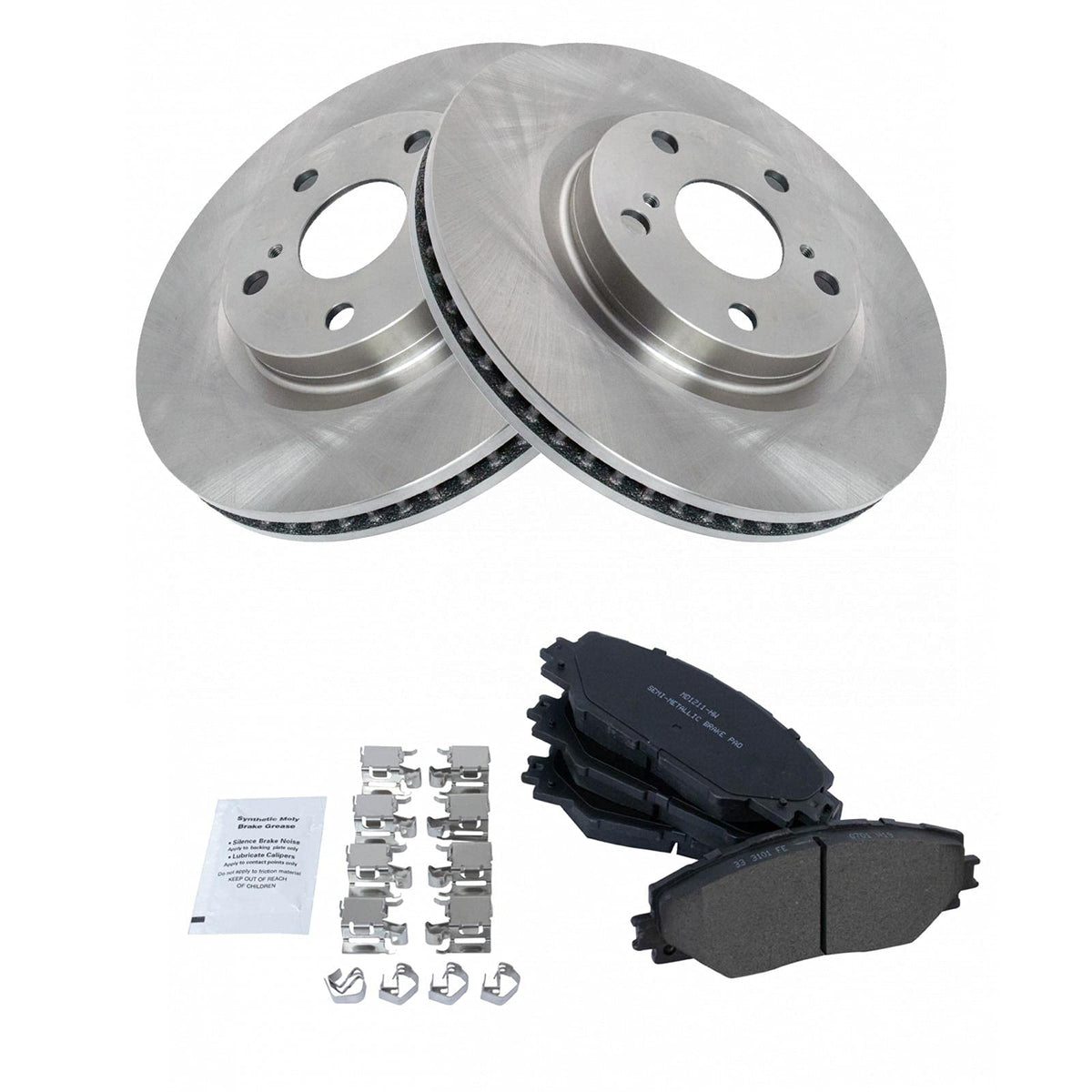 Trq Front Disc Brake Rotor & Metallic Brake Pad Kit Set Compatible With 2009-2013 Toyota Marix / 2006-2018 Toyota Rav4 / 2011-20