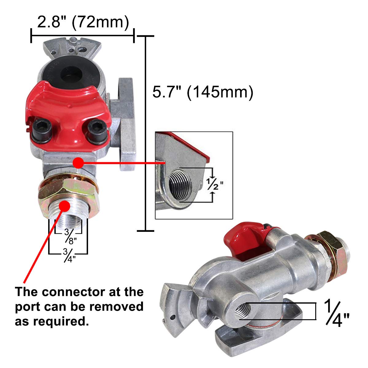 Kootans 1 Pair Service Emergency Gladhands With Valve Switch Die Cast Aluminum Valve Glad Hands Universal Air Hose Brake Couplin