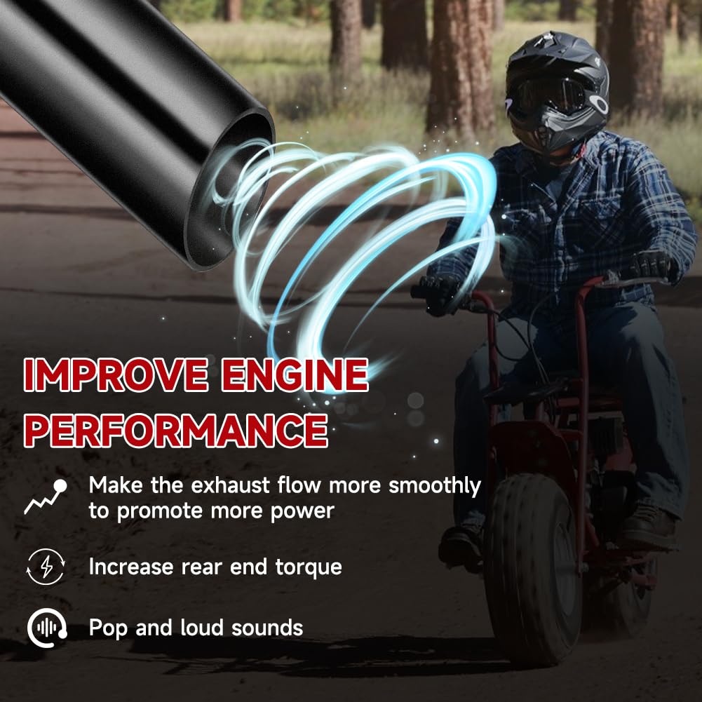 Fvrito Mini Bike Exhaust Pipe Kit For Predator 212Cc 224Cc 196Cc Coleman Ct200U Bt200X Ct200U-Ex 6.5Hp Gx160 Gx200 Small Engine Baja Warrior Massimo Mb200 Go Kart Parts Black