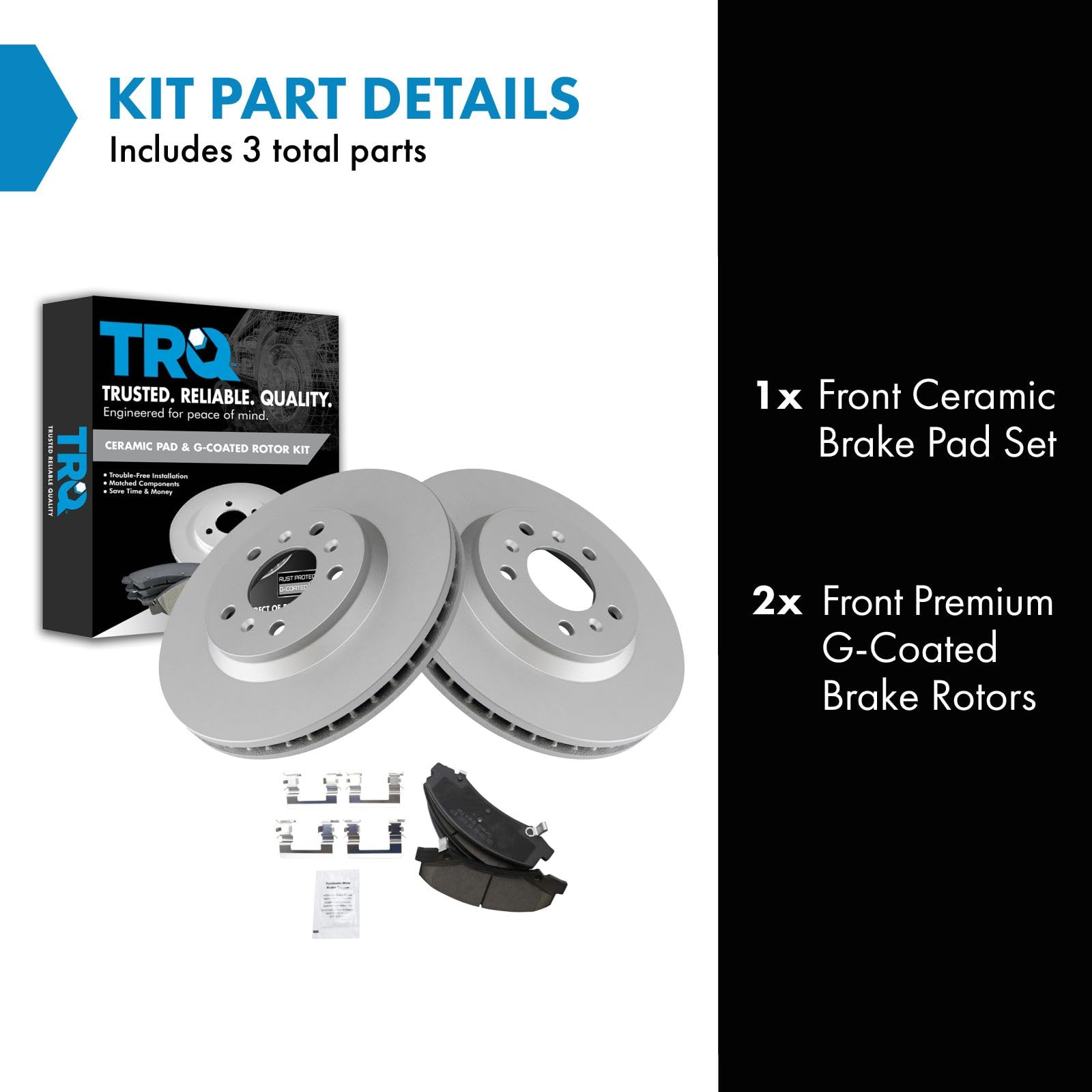 Trq Front Brake Pad & Rotor Kit Brake Pads Brake Rotor Ceramic Vented Premium G-Coated Compatible With 2006-2011 Buick Lucerne 2