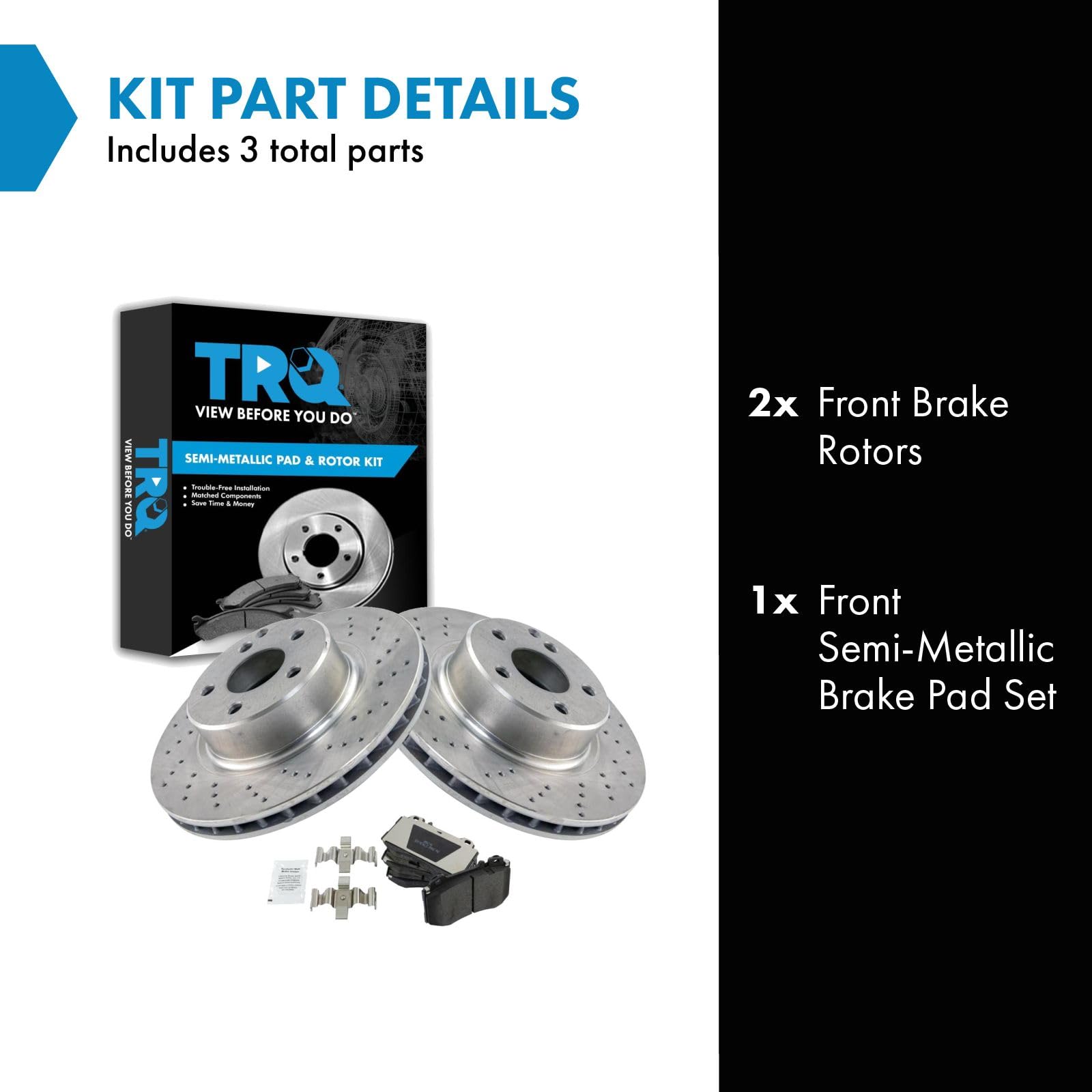 Trq Front Brake Pad & Rotor Kit Brake Pads Brake Rotor Semi-Metallic Compatible With 2003-2006 Mercedes-Benz Cl500 S430 S500