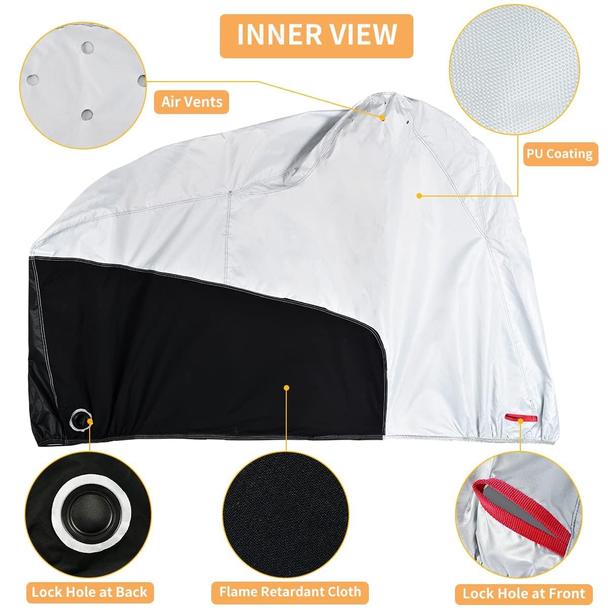 Coverado Motorcycle Cover Waterproof, All Weather Protection Outdoor Full Motorcycle Covers - Uv Proof With Flame Retardant Fabr