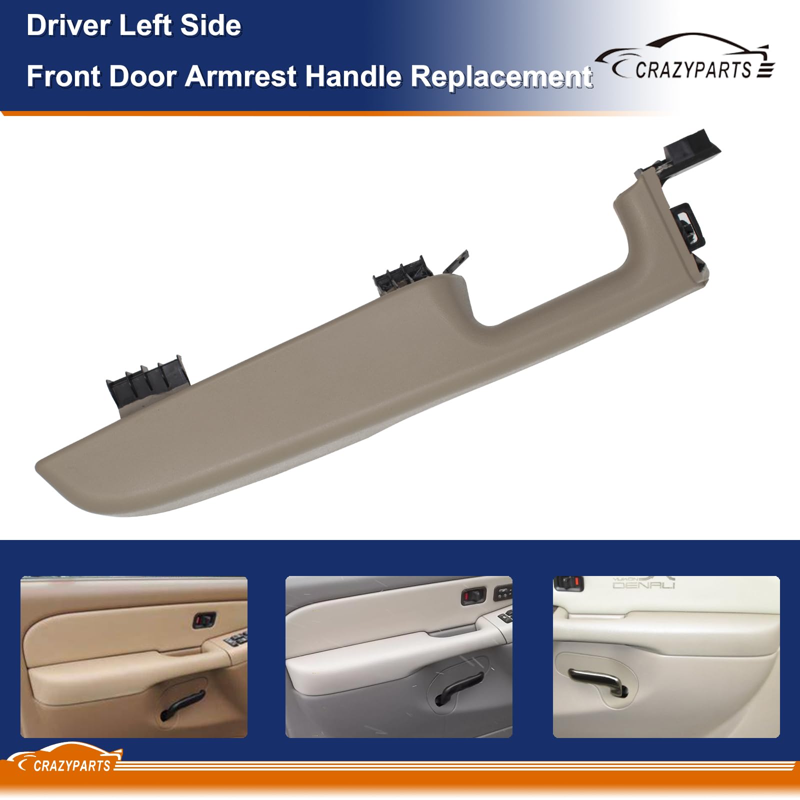 Crazyparts Driver Left & Passenger Right Side Front Door Armrest Handle Replacement Compatible With 1999-06 Chevy Suburban/Tahoe
