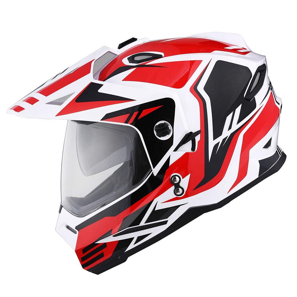 1Storm Dual Sport Motorcycle Helmet, Full Face, Large, Plastic, Storm Force Red, Model HF802