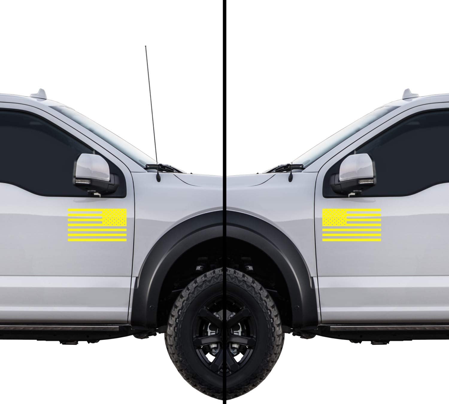 American Us Flag [Pick Color/Size] Vinyl Decal Sticker For Laptop/Car/Truck/Window/Bumper (5In Subdued Pair, Matte Yellow)