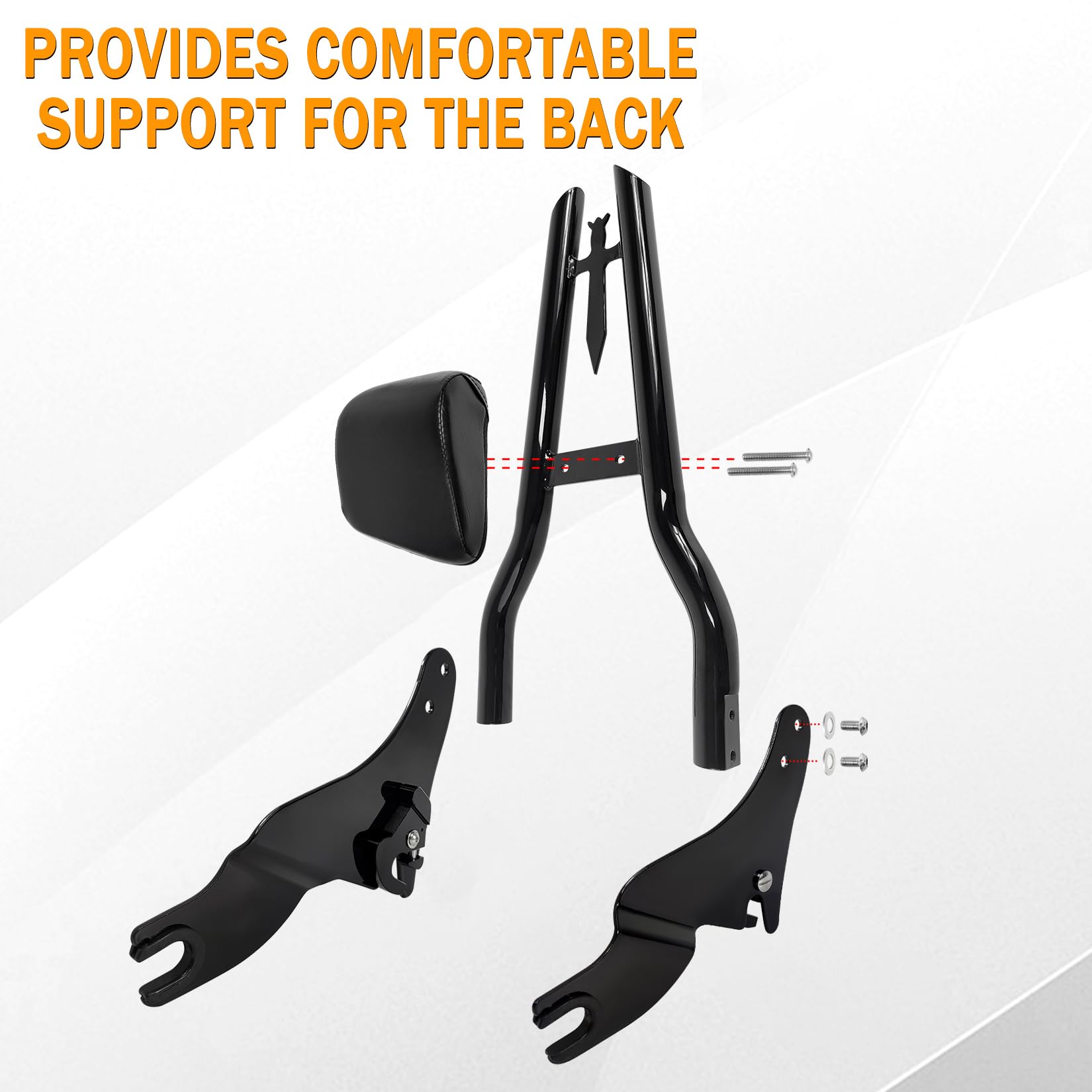 Fjpacemt 30 Tall Gloss Black Detachable Sissy Bar Passenger Backrest for Harley Touring Models 2009-2024 - Street Glide, Road Glide, Electra Glide, Road King