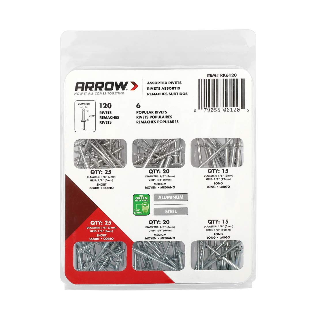 Arrow Heavy Duty Riveter Kit, Professional Pop Rivet Gun With Assorted 120 Rivets