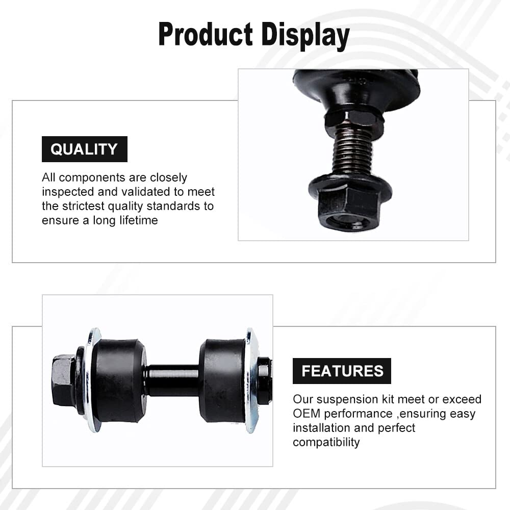 Lsailon 6Pcs Front Inner Outer Tie Rod End Front Sway Bar End Link Fit 2001-2006 For Hyundai Elantra