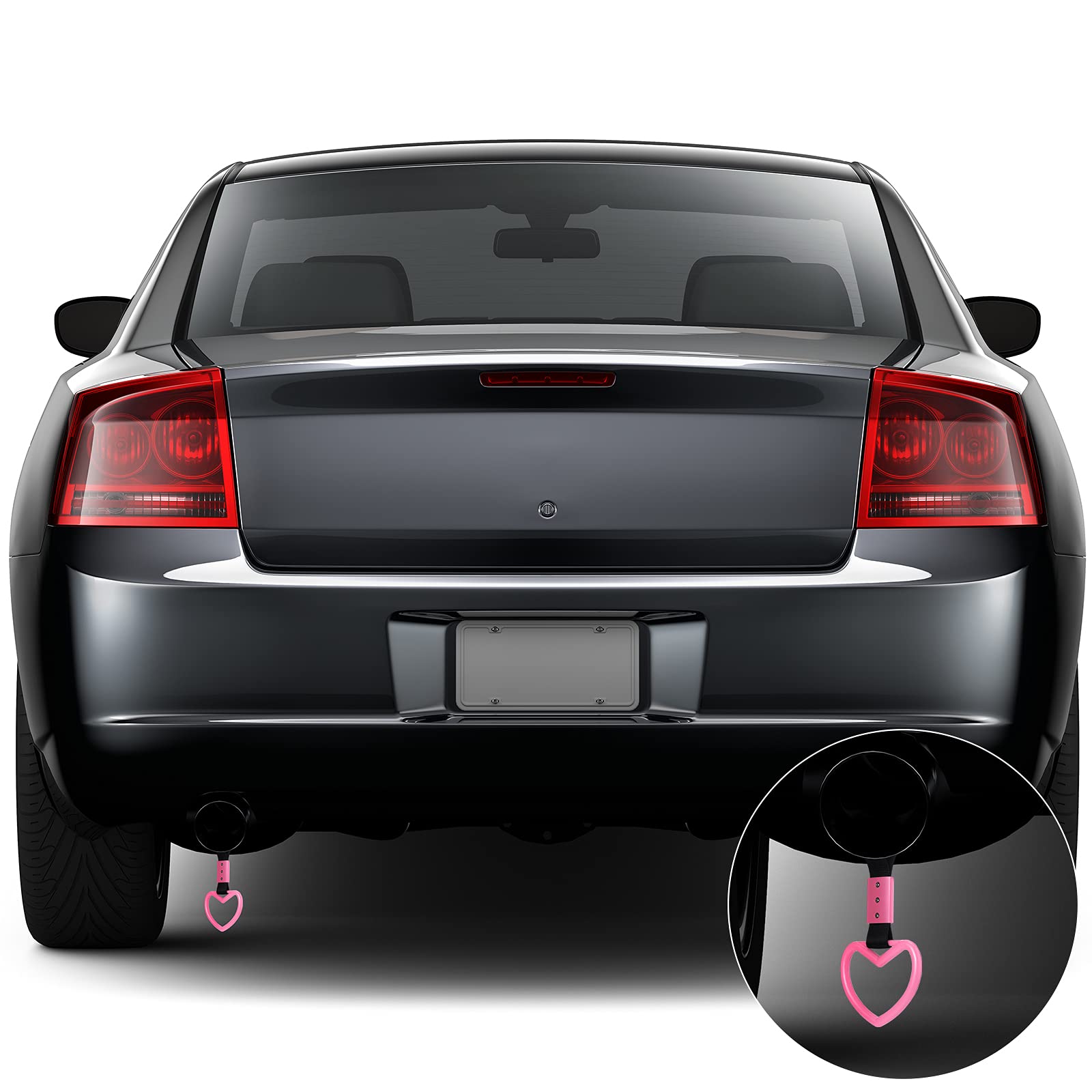 BBTO 2 Pieces Heart shaped Car Handle Straps Drift Charm Rear Bumper Warning Ring Decor Subway Bus Broken Heart Handle for Car I