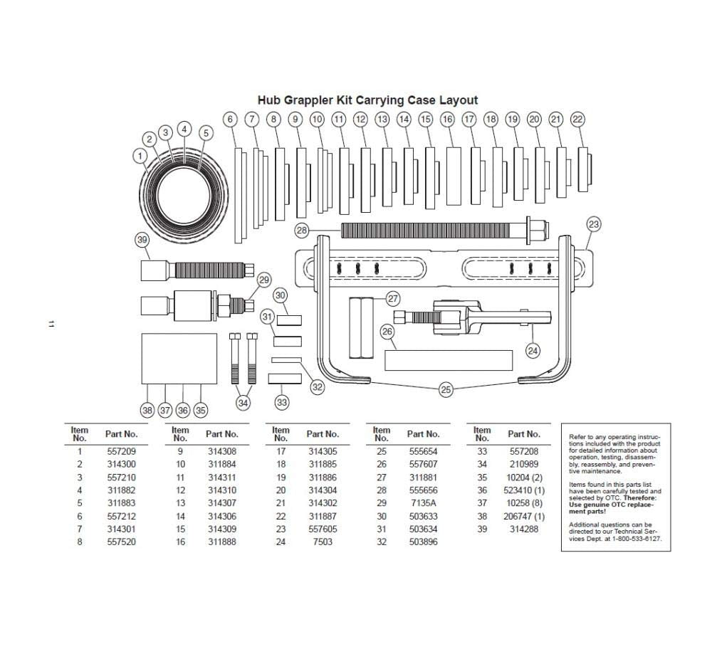 Otc 6575 Hub Grappler Kit For On Vehicle Wheel Hub And Bearing Removal
