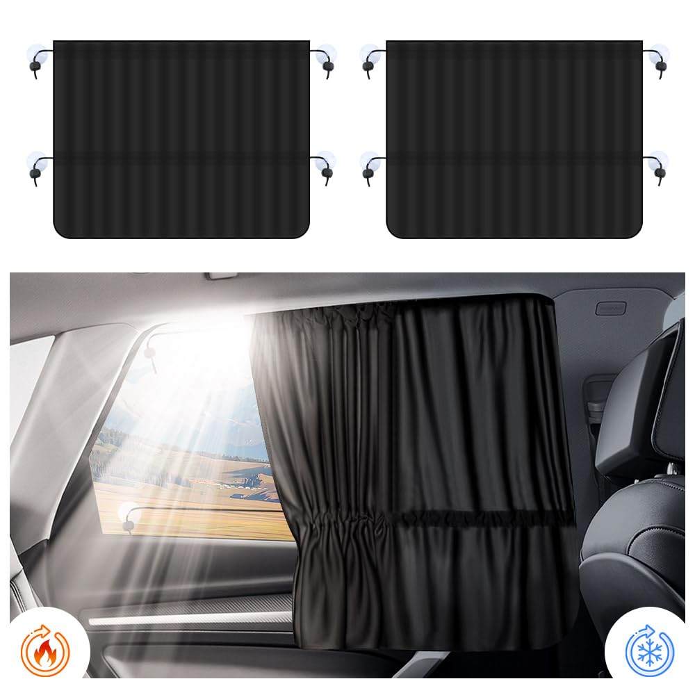 2PCS Car Window Shades,Suction Cup Mount Car Side Window Sun Shade for Sun Protection,Universal Window Covers for Privacy Car Ac