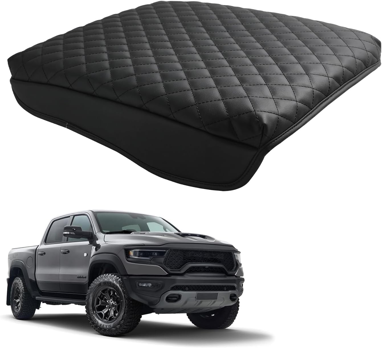 Linoah Center Console Cover For 2019-2025 Ram 1500 Center Console Cover, Armrest Cushion Pad Cover, Pu Leather For 5Th Ram 1500
