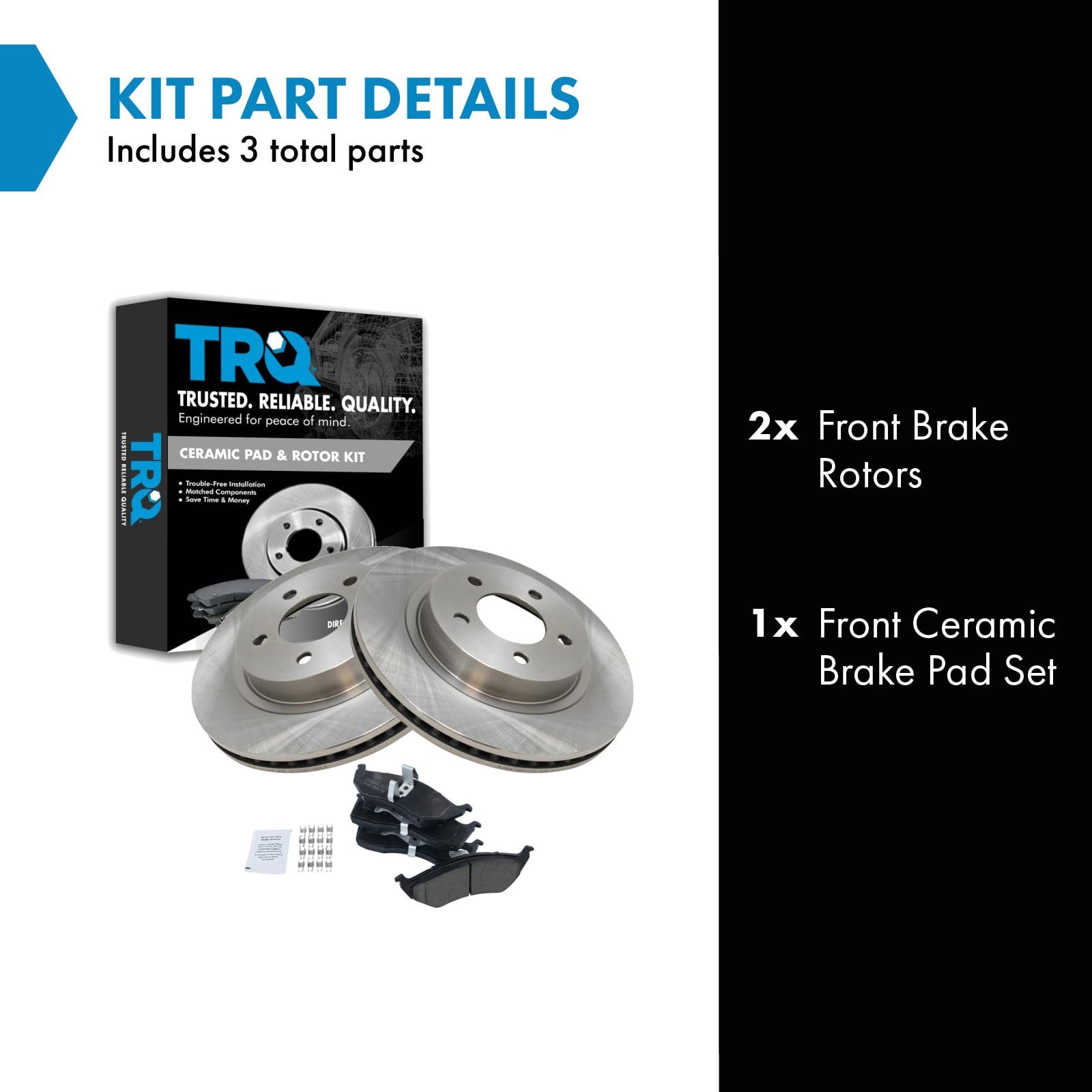 Trq Front Brake Pad & Rotor Kit Brake Pads Brake Rotor Ceramic Compatible With 1999-2004 Chrysler 300M 1998-2004 Concorde 1999-2