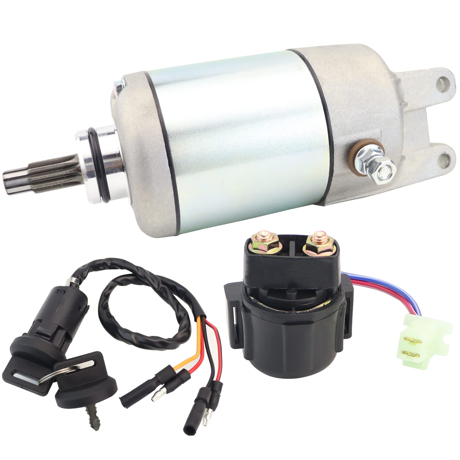 Stabsoli Starter Motor & Solenoid Relay & Ignition Switch Replacement For Honda Atv Fourtrax 300 Trx300 Trx300Fw 1988-2000 31200-Hc4-023 31200-Hc4-033 Sm13213 128000-4400