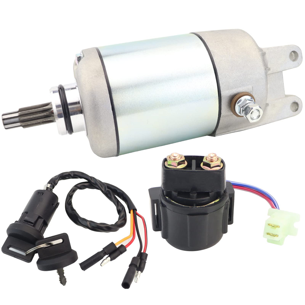 STABSOLI Starter Motor & Solenoid Relay & Ignition Switch Replacement for Honda ATV FourTrax 300 TRX300 TRX300FW 1988-2000 31200
