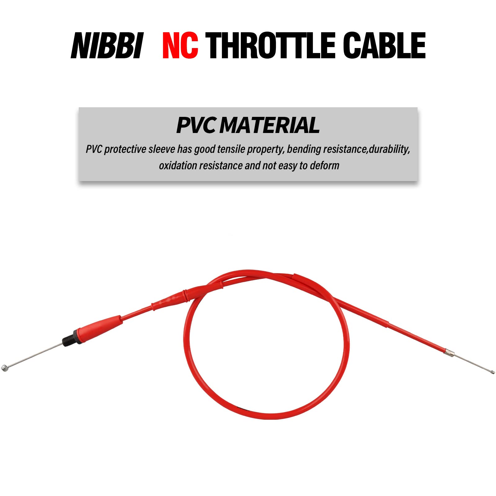 NIBBI Throttle Cable 40.3, Universal Replacement Motorcycle 102.5cm Adjustable Throttle Cable, For Dirt Bike Pit Bike YAMAHA Kaw