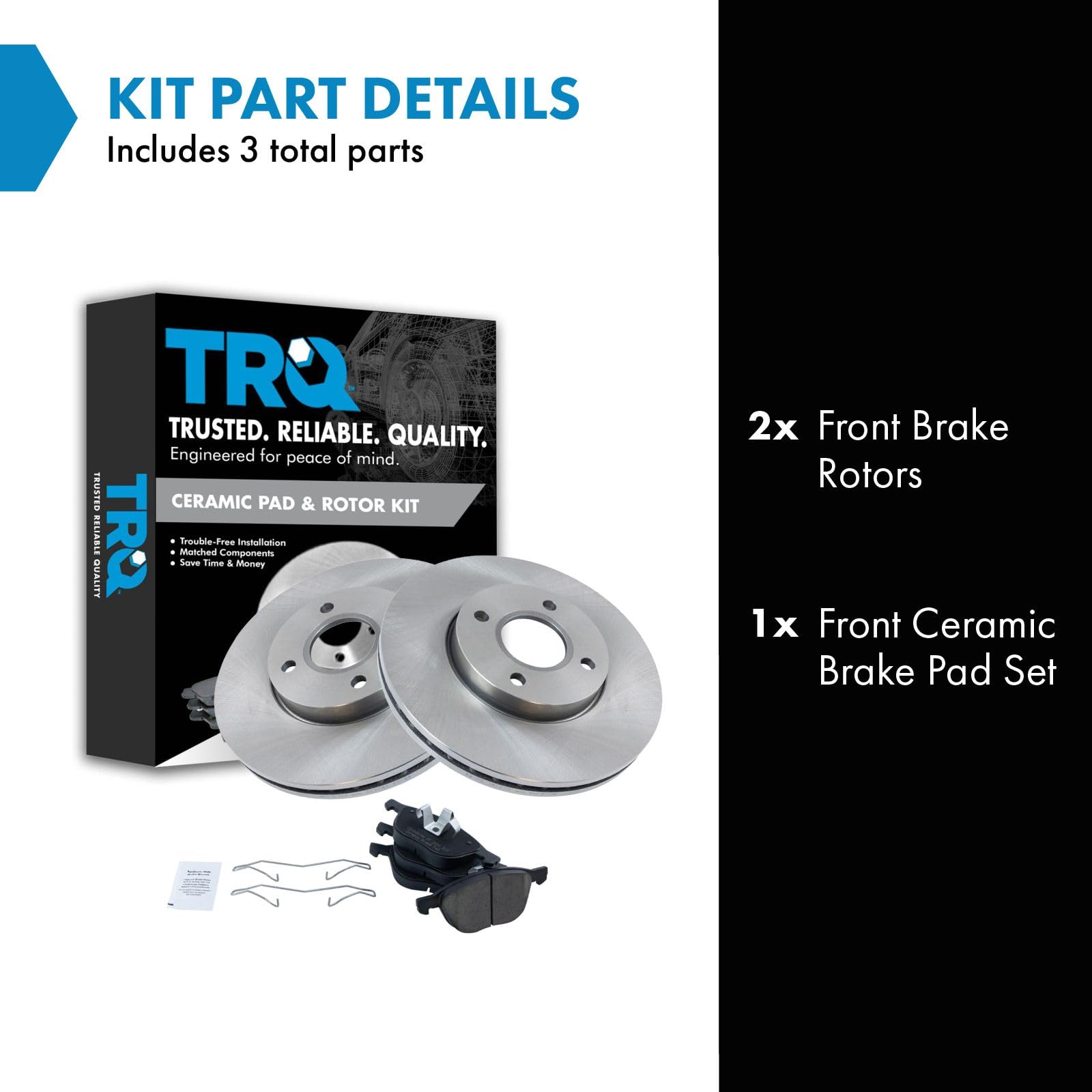 Trq Front Brake Pad & Rotor Kit Brake Pads Brake Rotor Ceramic Compatible With 2005-2007 Ford Focus
