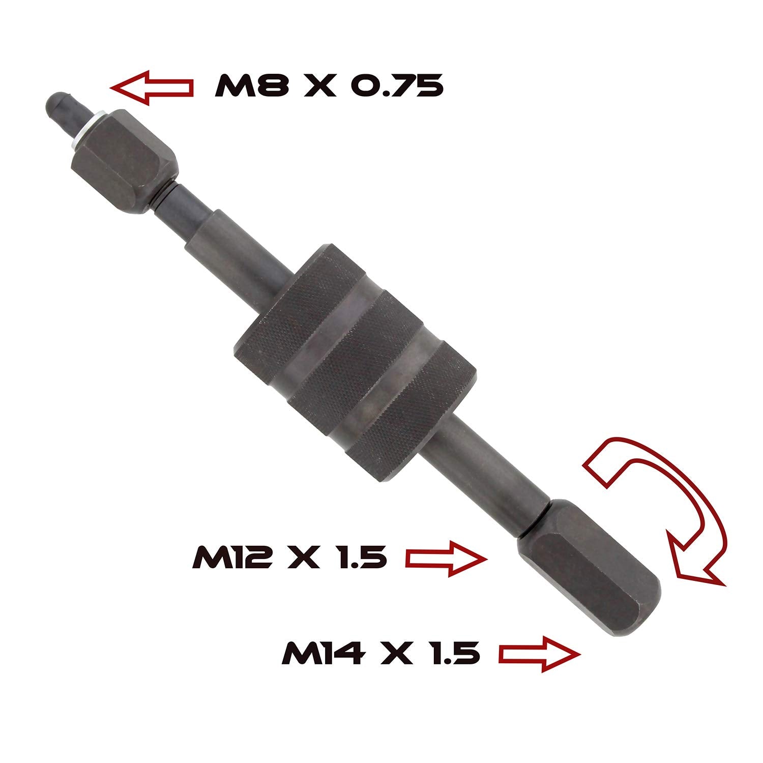 Abn Diesel Injector Puller Tool With Slide Hammer, Common Rail Injector Remover W/ M8, M12, M14 Thread Adapter